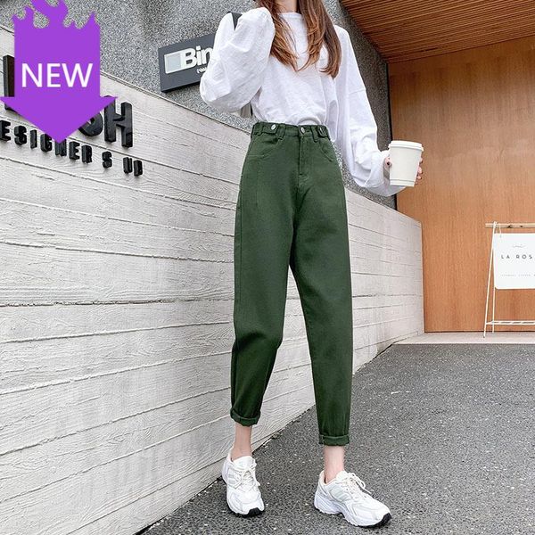 

jeans women high waist denim pencil pants winter trousers loose harem women's female candy color spring, Blue
