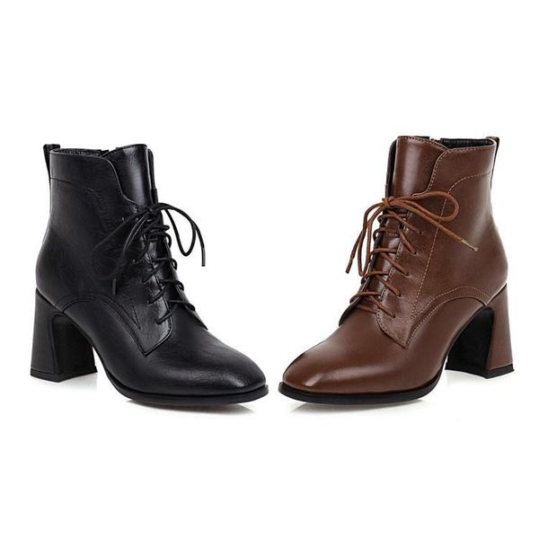 

boots 2021 thick heel high short women's large 40-43, Black