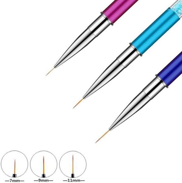 

acrylic french stripe nail art liner brush set 3d tips manicure ultra-thin line drawing pens uv gel brushes painting tools 3pcs1, Yellow