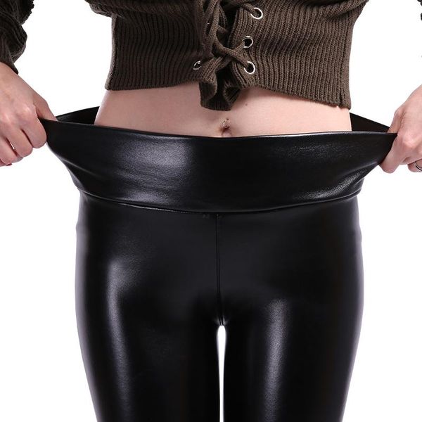 

women's leggings spring leather women high waist black pu legging fashion pants