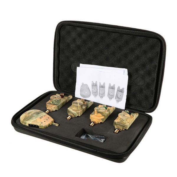 

fishing accessories lixada 4 bite alarms + 1 receiver for rod alarm alert set with case wireless