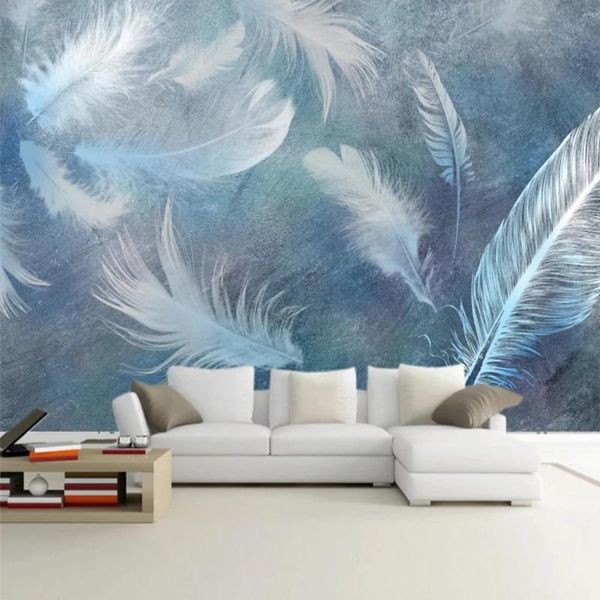 

wallpapers custom po self adhesive modern 3d stereo fashion feather murals living room bedroom home decor background wall
