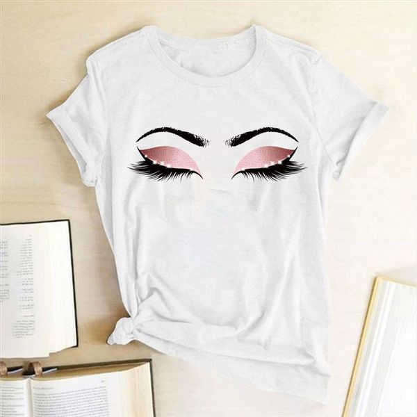 

Sexy Eyes Eyelashes Print And Mens Tops Women Short Sleeve O Neck Femme Casual Summer Loose Tee For Clothes, White;black
