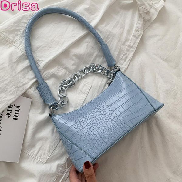 

evening bags driga shoulder for female 2021 crocodile pattern handbags fashion portable underarm solid color chain casual
