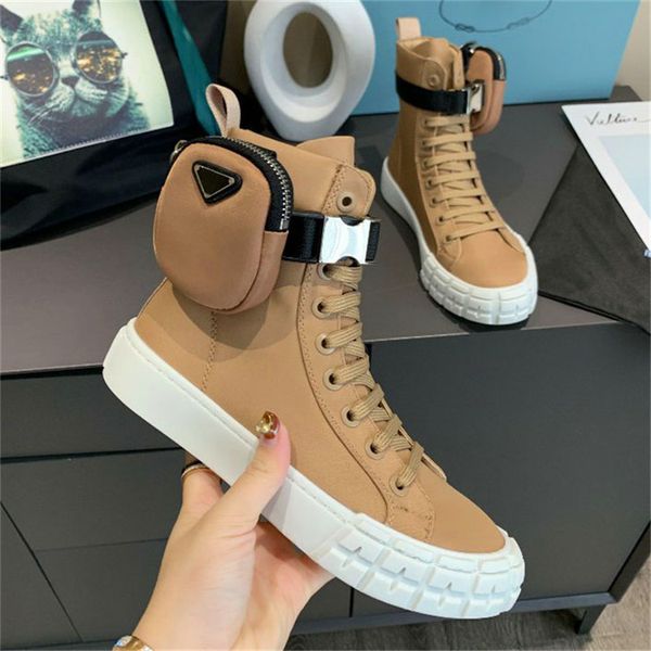 

prad wheel re-nylon luxury designers shoes men women high-sneakers nylon pouch leather lining cotton laces 14 cm boot leg causal shoe size 9, Black