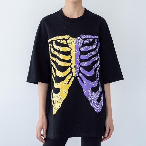 

men's t-shirts high street kapital mant t-shirt over size skull contrast round neck short sleeve tee, White;black