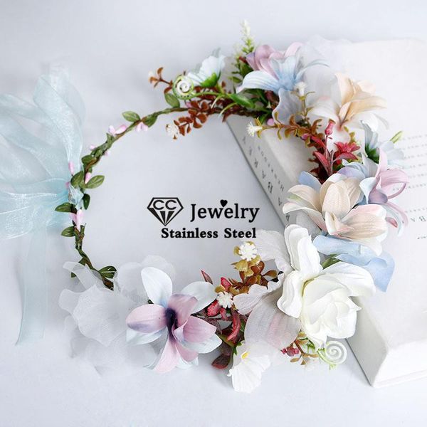 

hair clips & barrettes floral women accessories wedding flower hairbands engagement jewelry 100% handmade bridesmaids headdress garland 5, Golden;silver