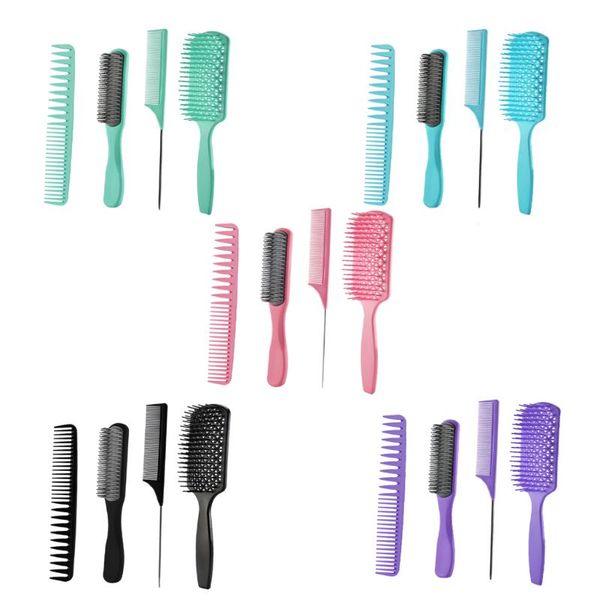

hair brushes 4 in 1 paddle brush styling tail comb set, smooth, Silver