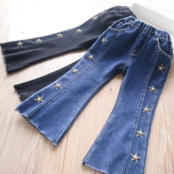 

jeans winter girls 2 colors star embroidery velvet pants for gilrs, Blue