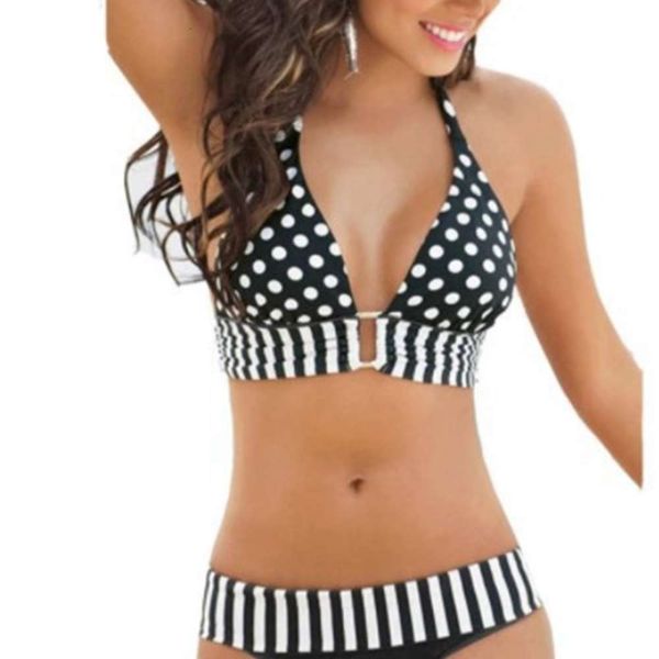 

recommend cute split neck strap women's swimsuit popular, White;black
