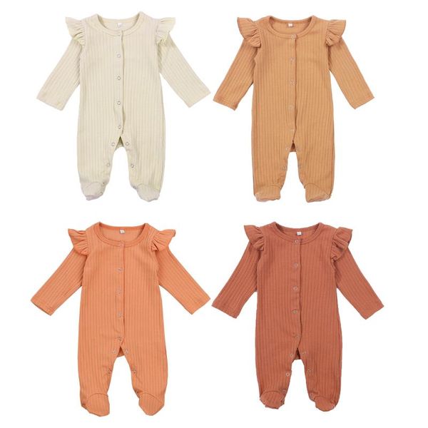 

0-6m born baby boys girls solid footwear romper jumpsuits long sleeve o neck cute infant autumn clothing 2021, Blue
