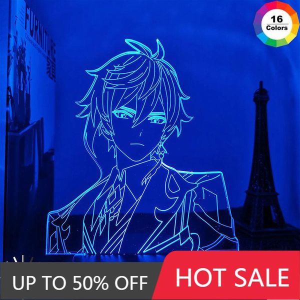 

night lights acrylic led lamp genshin impact zhongli light game