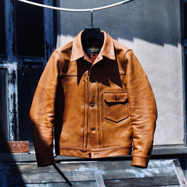 

men's leather & faux .original yrleather.luxury vegetable tanned cowhide jacket,classic casual style,slim vintage genuine coat,, Black