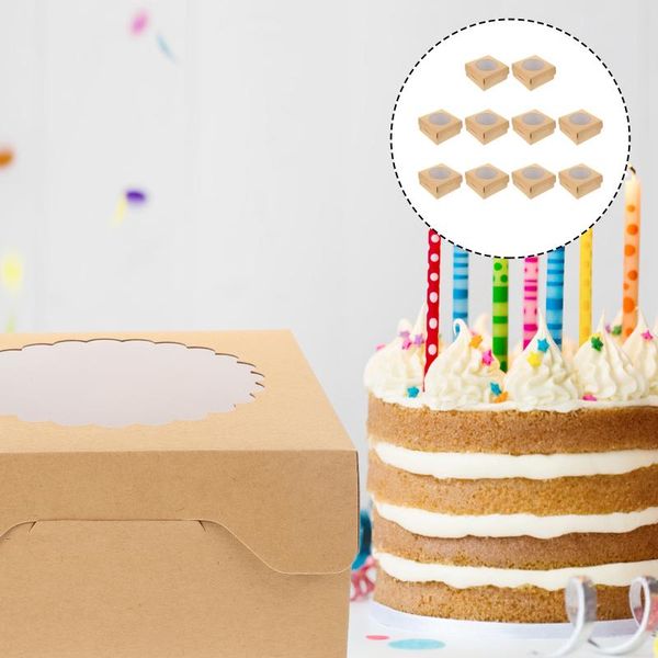 

gift wrap 1 set 10pcs 8in kraft paper cake packing boxes holders with window