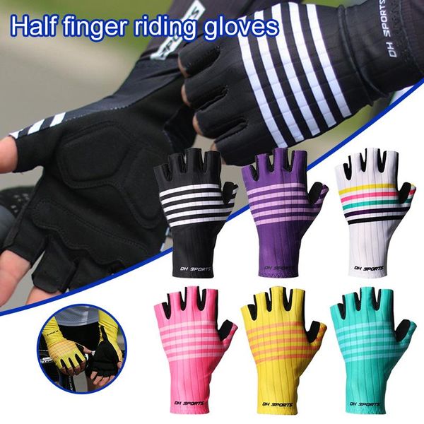 

cycling gloves non-slip half finger with wrist wrap support padded fitness short open glove for riding sports summer sm, Black