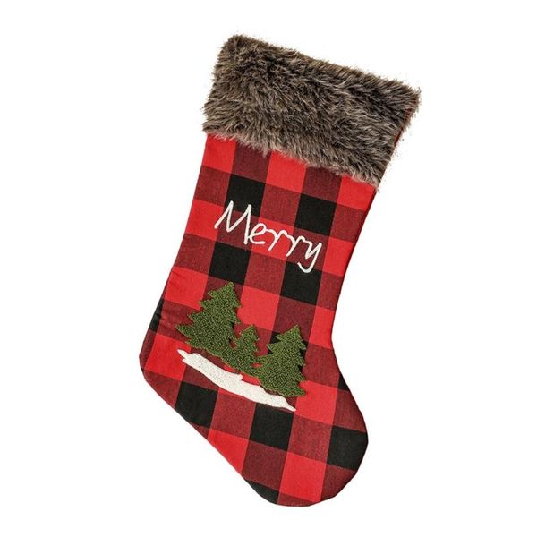 

christmas decorations stockings 18 inch plaid with plush cuff classic xmas stocking for fireplace home h056