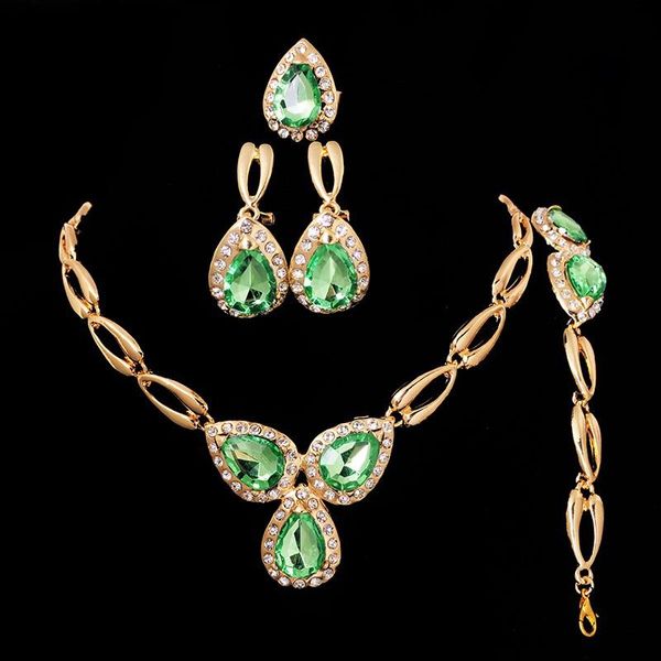 

earrings & necklace 2021 austrian crystal jewelry sets for women fashion jewellery jewerly golden bridal wedding, Silver