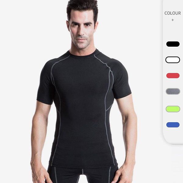 

running jerseys men's quick dry compression t-shirts fitness sports gym cycling outdoor short sleeve tee jersey sportswear, Black;blue