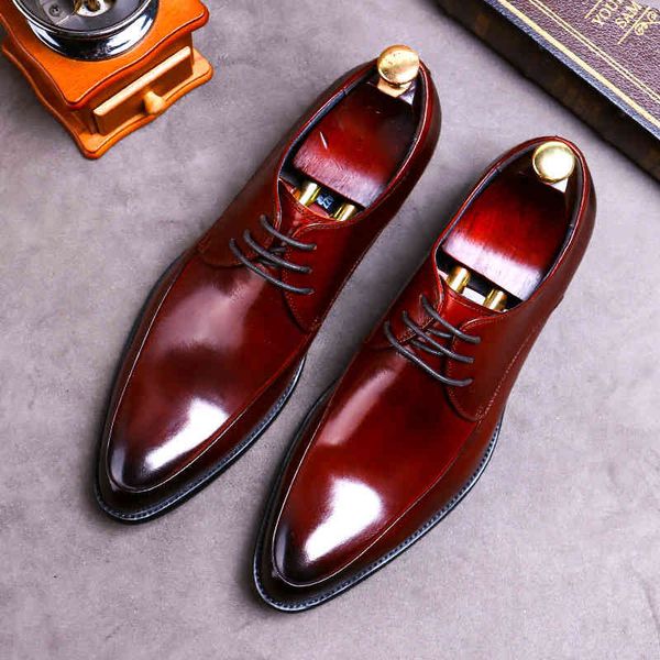

dress shoes desai brand genuine leather business men formal wear casual british large size pointed toe oxfords lrmd, Black