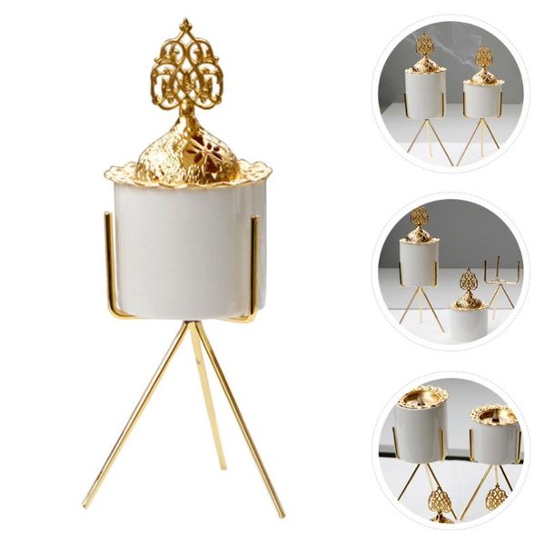 

1pc simple incense burner golden censer deskdecoration holder fragrance lamps