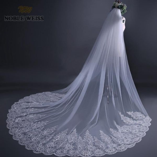 

bridal veils noble weiss one layer 3*3 meters wedding veil cathedral customize applique party with comb, Black
