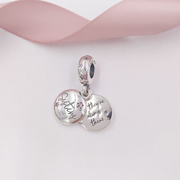 Creazione di gioielli da sposa in argento Pandora Forever Sisters Braccialetti con perline con ciondoli fai-da-te Regali per la festa della mamma fidanzata per moglie Collana con catena da donna con nome di perline 798012FPC