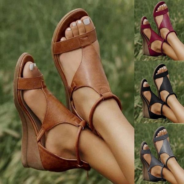 

sandals 2021 women foreign trade large size roman style women's shoes open toe, Black