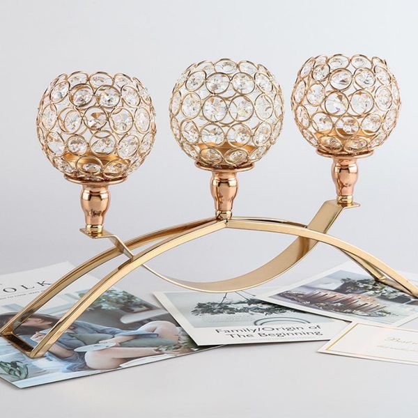 

candle holders european style wedding electroplating crystal holder wrought iron cup candlelight dinner decoration