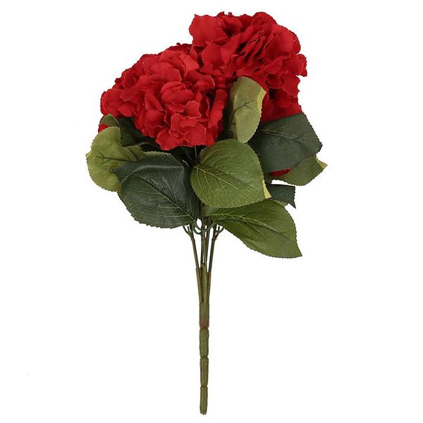 

decorative flowers & wreaths artificial hydrangea flower 5 big heads bouquet (diameter 7" each head) red