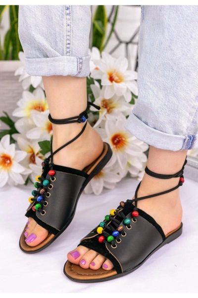 

sandals women's beaded basement tan skin ade-kdn-kst-196592, Black