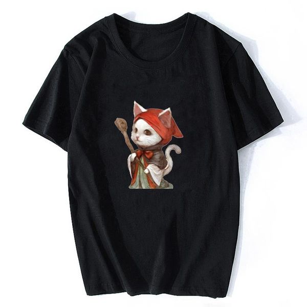 

men's t-shirts kawaii jujitsu cat t-shirt printed cartoon warrior 11 / women's round neck soft dress 2021, White;black