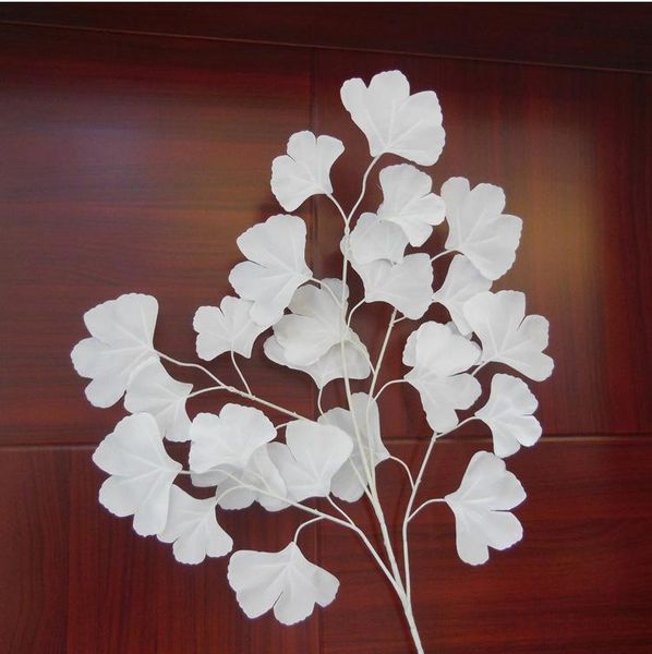 

party decoration 12pcs 60cm white ginkgo biloba maidenhair tree leaf leaves branch silk artificial for wedding home office el