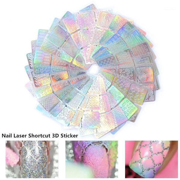 

nail laser sticker, 24 hybrid cutout 3d stickers1, Black