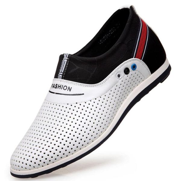 

fashion men social shoes breathable driving leather male increasing 6 cm office sandal footwear zapatos de hombre dress, Black