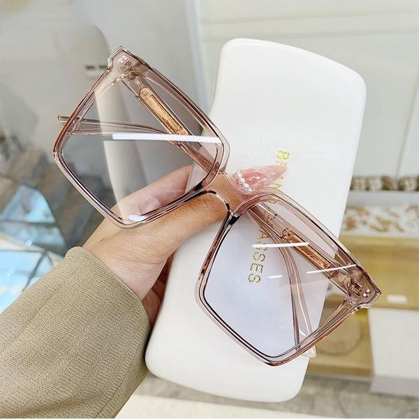 

sunglasses vintage square oversized women men brand designer transparent gradient big frame eyewear uv400 gafas de sol para, White;black