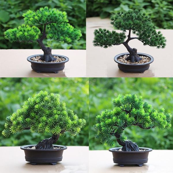 

artificial plants pine tree green bonsai with pot fake decorative for giving and at home decor on desk flowers & wreaths