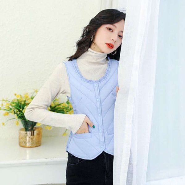 

vests autumn winter middle-aged and elderly down et vt women's inner vt warm short large thickened lightweight waistcoat, Black;white
