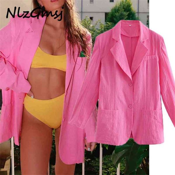 

blazer women solid casual thin cotton fashion long sleeve elegant jacket ladies work wear suits 210628, White;black