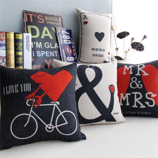 

nordic simple pattern 3974 abstract character linen cushion cover home decorative pillow case sofa chair waist cushion/decorative