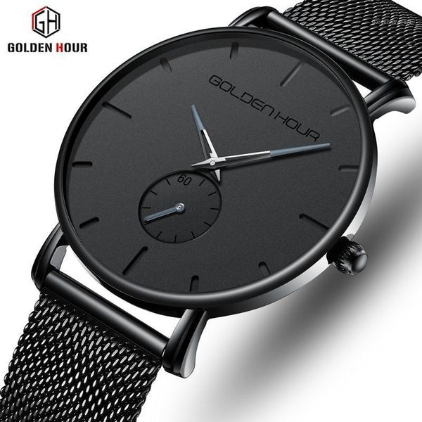 

wristwatches goldenhour brand design men quartz wrist watch mens fashion business watches casual stainless steel waterproof clock, Slivery;brown
