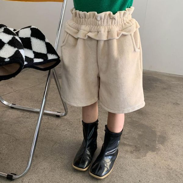 

shorts 2021 korea style girls thicken ruffles winter fashion kids 2-8 years, Black