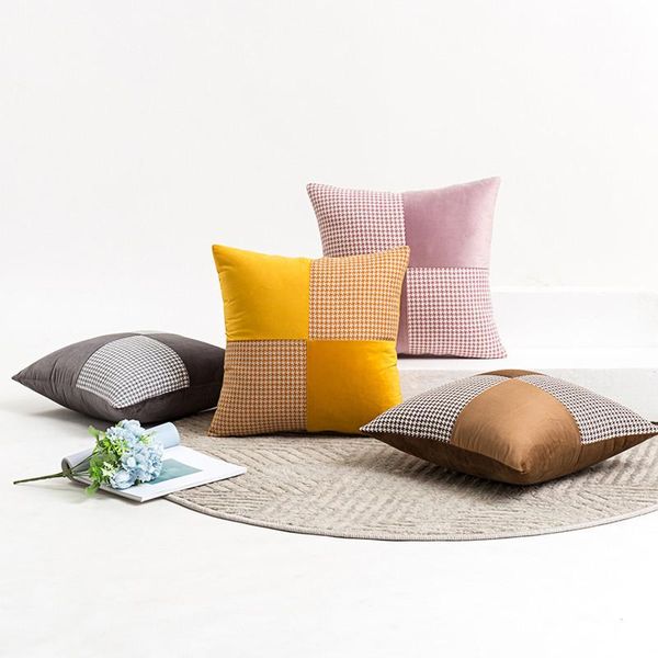 

cushion/decorative pillow houndstooth hug pillowcase cushion stitching cotton and linen multicolor sofa waist pillowcase30x50 45x45cm/pillow