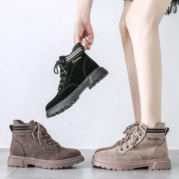 

boots 2021 spring/autumn high-tooling shoes korean fashion trendy retro wild british casual women's, Black
