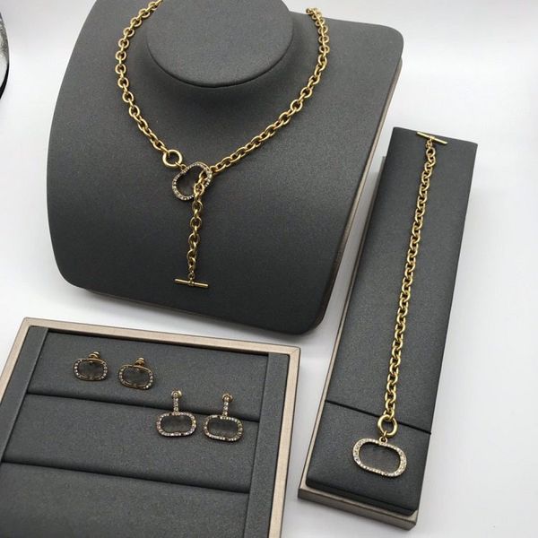 

designer jewelry new letter full fashion earrings women's necklace network bracelet, Golden