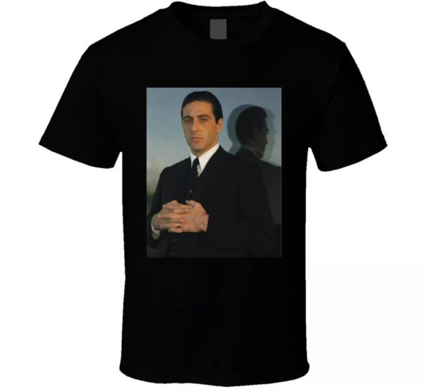 

godfather 2 pacino michael corleone mafia gangster movie fan t shirt, White;black