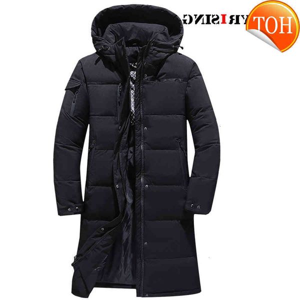 

5xl men long down coat winter white duck jacket hooded fashion windproof waterproof thick warm 19719, Black