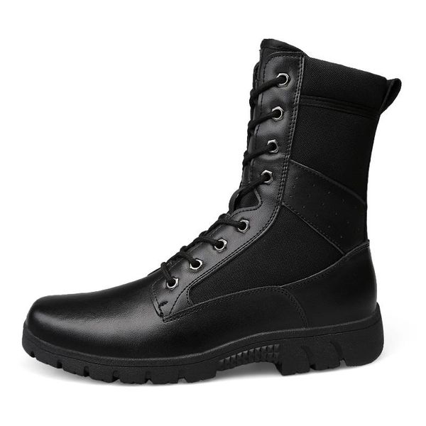 

boots men desert tactical military mens shoes zapatos de mujer ankle lace-up combat with fur warm show, Black