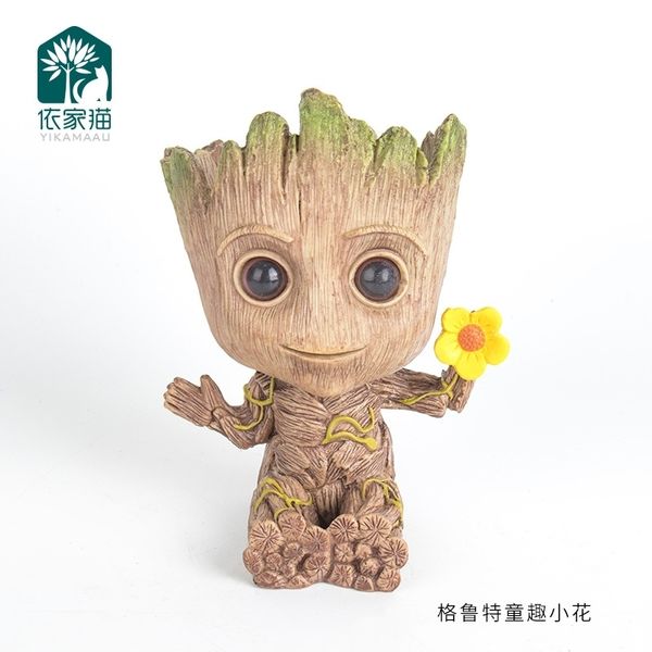 

cartoon galaxy guard flower pot tree man grute doll hand office decoration gift
