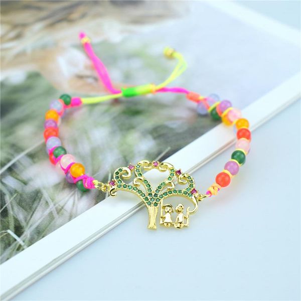 

tennis 2021 hand-woven colorful rope ladies fashion zircon bracelets tree of life charm jewelry wholesale, Golden;silver
