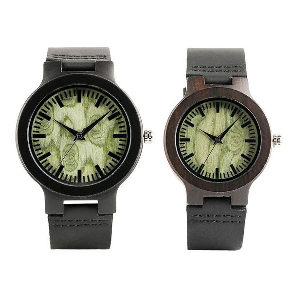 

wristwatches creative handmade natural wooden watches lovers couple men women bamboo green minimalist quartz wristwatch black leather hour, Slivery;brown